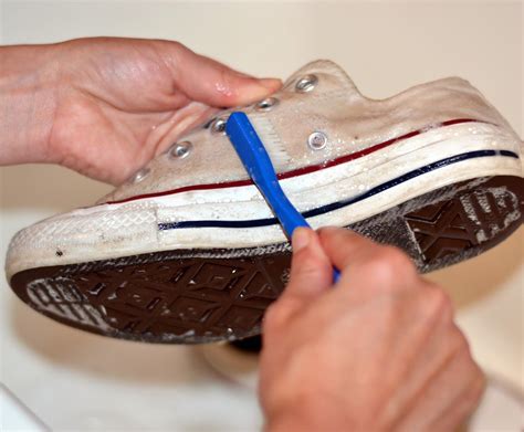 cleaning white fabric sneakers.